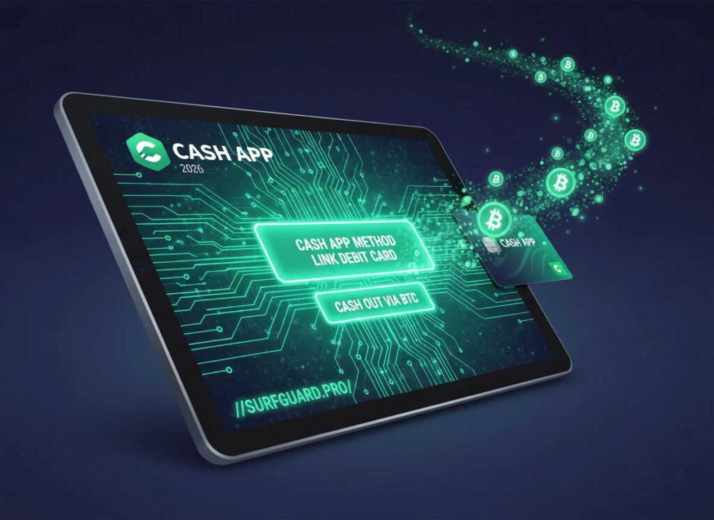 2026 Cash App Method step by step guide showing link debit card, buy Bitcoin, send to privacy wallet, and cash out with velocity thresholds and privacy layer protection